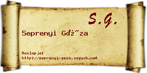 Seprenyi Géza névjegykártya
